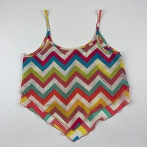 A'Gaci A'Gaci A'Gaci Tank Top Womens Handkerchief Style Pink Blue Chevron